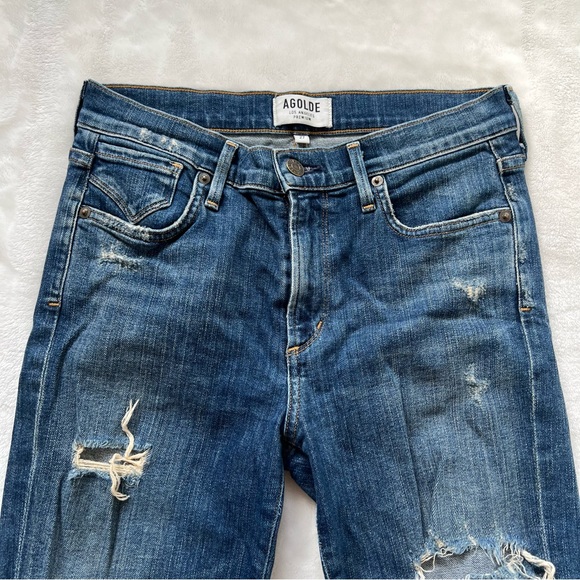 AGOLDE Sophie High Rise Skinny Size 27 distressed medium wash staple versatile - Picture 3 of 9